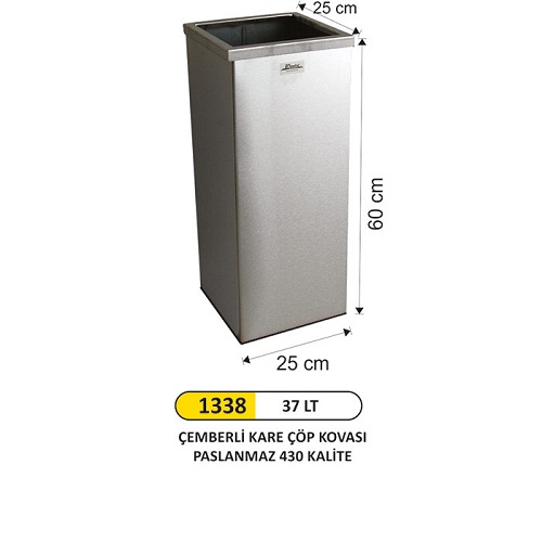 Arı Metal Kare Çemberli Çöp Kovası No:2 (37 Lt)