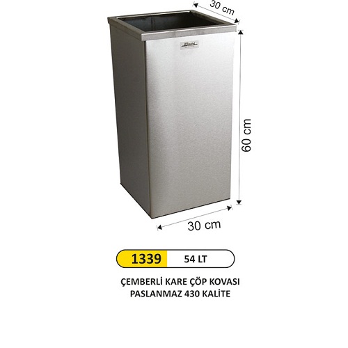 Arı Metal Kare Çemberli Çöp Kovası No:3 (54 Lt)