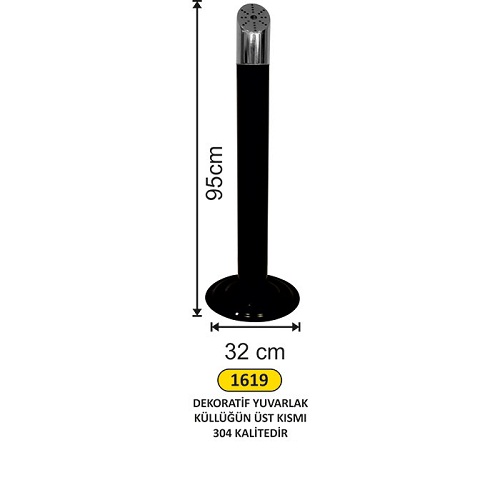 Arı Metal Dekoratif Yuvarlak Boyalı Küllük Siyah