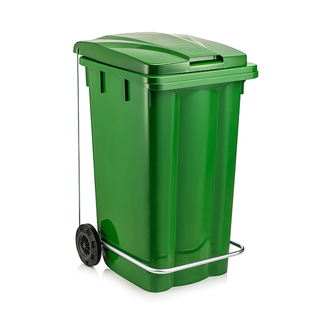 Pedallı Konteyner Çöp Kovası 240 Lt Yeşil