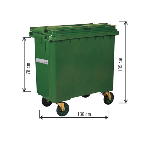 Plastik Konteyner Çöp Kovası 770 Lt Yeşil