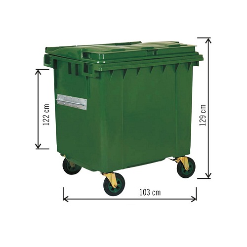 Plastik Konteyner Çöp Kovası 1100 Lt Yeşil