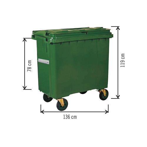 Plastik Konteyner Çöp Kovası 660 Lt Yeşil