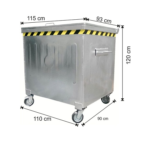 Metal Galvaniz Konteyner Çöp Kovası 1100 Lt