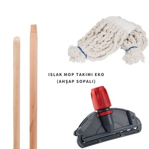 Islak Mop Takımı Eko (Ahşap Sopalı)