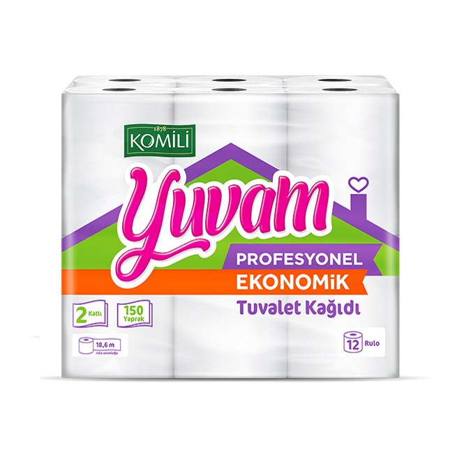 Komili Yuvam Pro.Ev Tipi Tuvalet Kağıdı Eko 150 Yaprak (48 li Paket)