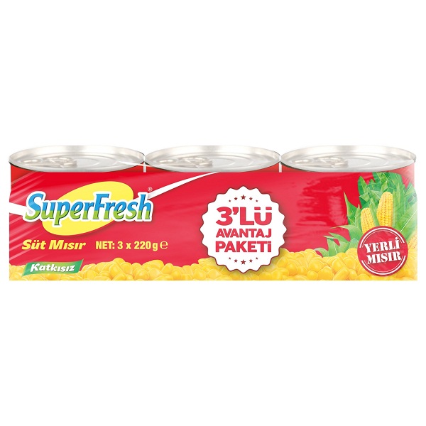 Superfresh Mısır Konserve 220 Gr 3 lü