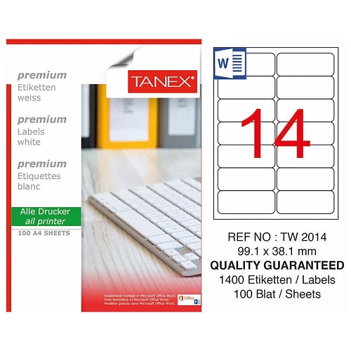 Tanex 99,1x38,1 Mm Laset Etiket 100 Ad.