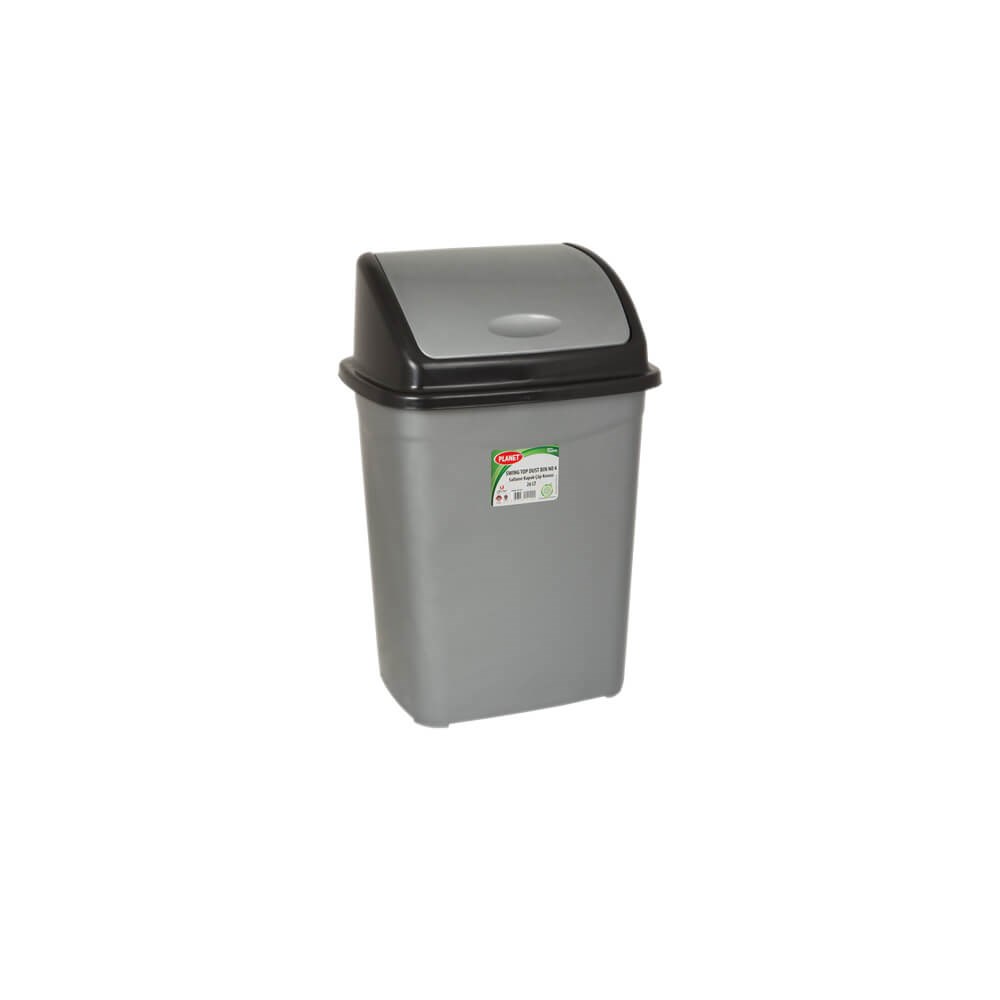 Planet İtme Kapak Çöp Kovası No 1 (4 Lt) Metalize