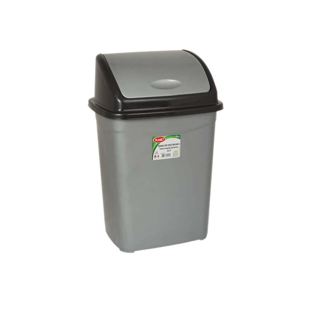Planet İtme Kapak Çöp Kovası No 3 (16 Lt) Metalize