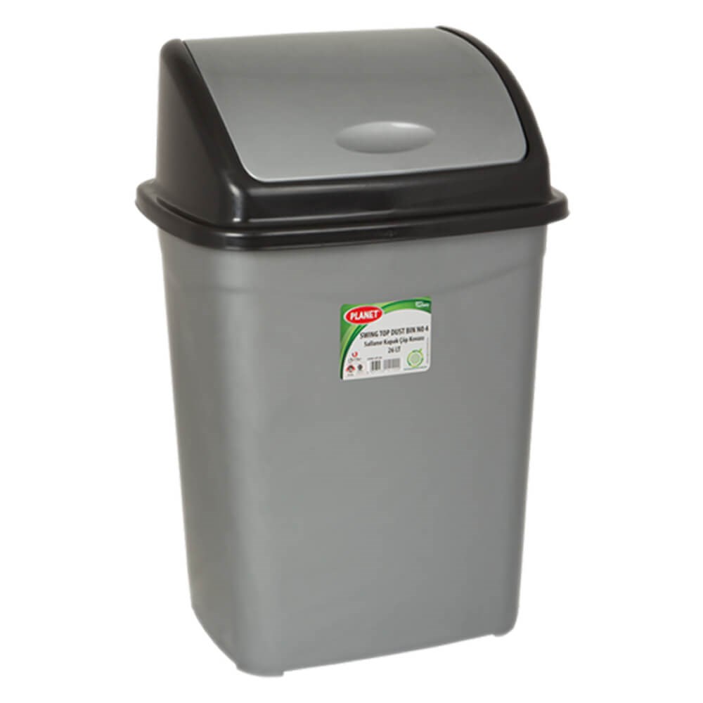 Planet İtme Kapak Çöp Kovası No 5 (50 Lt) Metalize