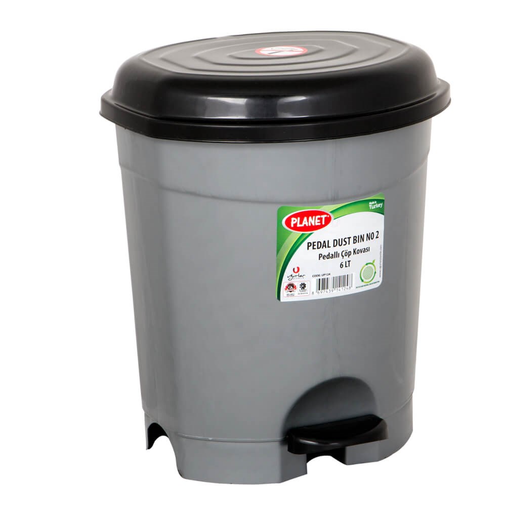 Planet Pedallı Çöp Kovası No 2 (6 Lt) Metalize