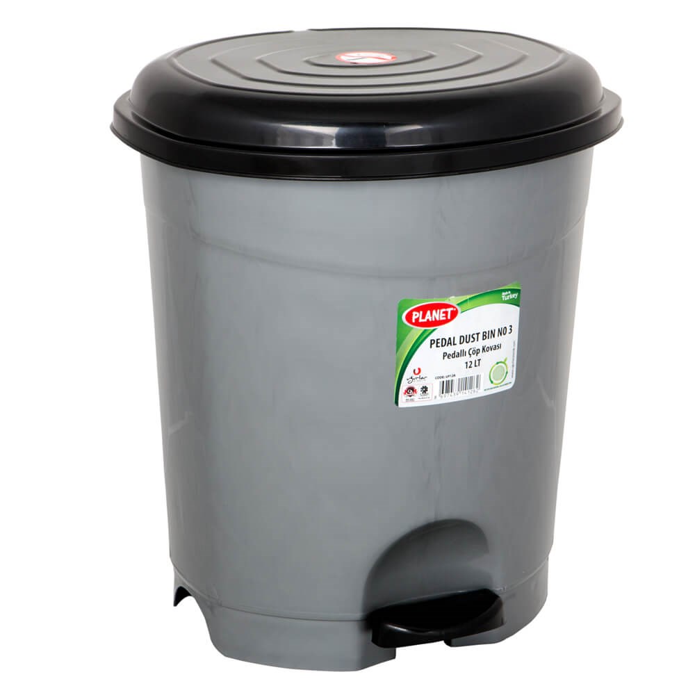 Planet Pedallı Çöp Kovası No 3 (12 Lt) Metalize
