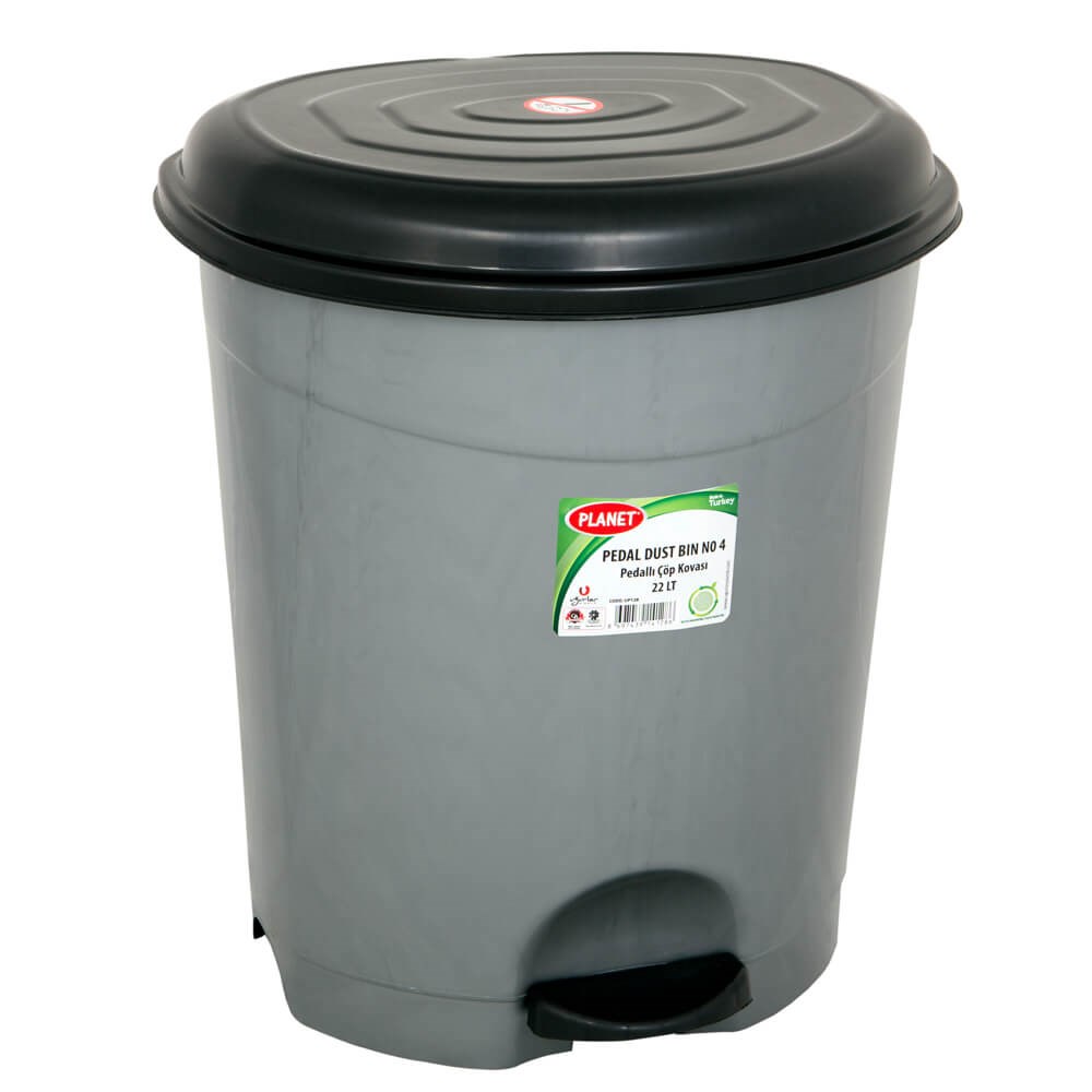Planet Pedallı Çöp Kovası No 4 (22 Lt) Metalize