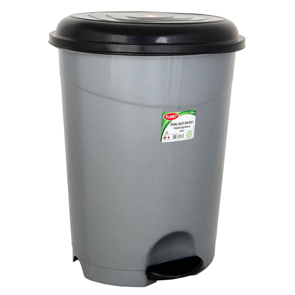 Planet Pedallı Çöp Kovası No 5 (50 Lt) Metalize