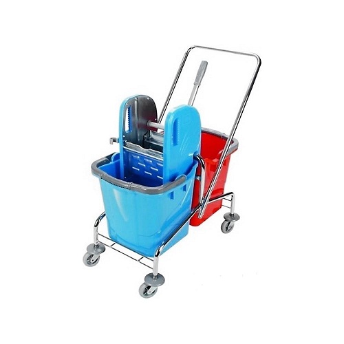 Rindo Çift Kovalı Temizlik Arabası (Krom Taşıyıcılı)