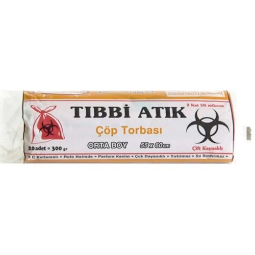 Kazanç Eko Tıbbi Atık  Orta Boy Çöp Torbası 300 Gr 55x60 Cm Kırmızı