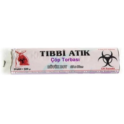 Kazanç Eko Tıbbi Atık Büyük Boy Çöp Torbası 300 Gr 65x80 Cm Kırmızı