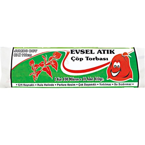 Kazanç Evsel Atık Jumbo Boy Çöp Torbası 810 Gr 80x110 Cm Siyah