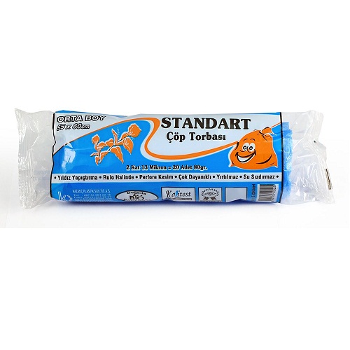 Kazanç Std. Orta Boy Çöp Torbası 80 Gr 55x60 Cm Mavi