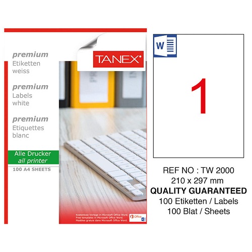 Tanex 210x297 Mm Laser Etiket 100 Ad.