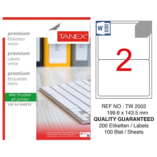 Tanex 199,6x143,5 Mm Laser Etiket 100 Ad.