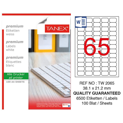 Tanex 38,1x21,2 Mm Laser Etiket 100 Ad.