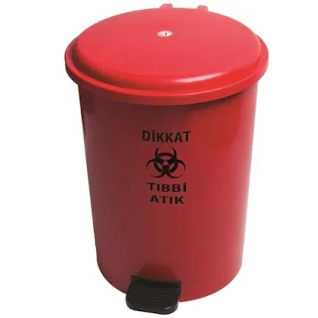 Pedallı Tıbbi Atık Çöp Kovası No:5 (50 Lt) Kırmızı