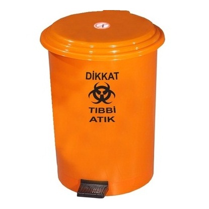 Pedallı Tıbbi Atık Çöp Kovası No:5 (50 Lt) Turuncu