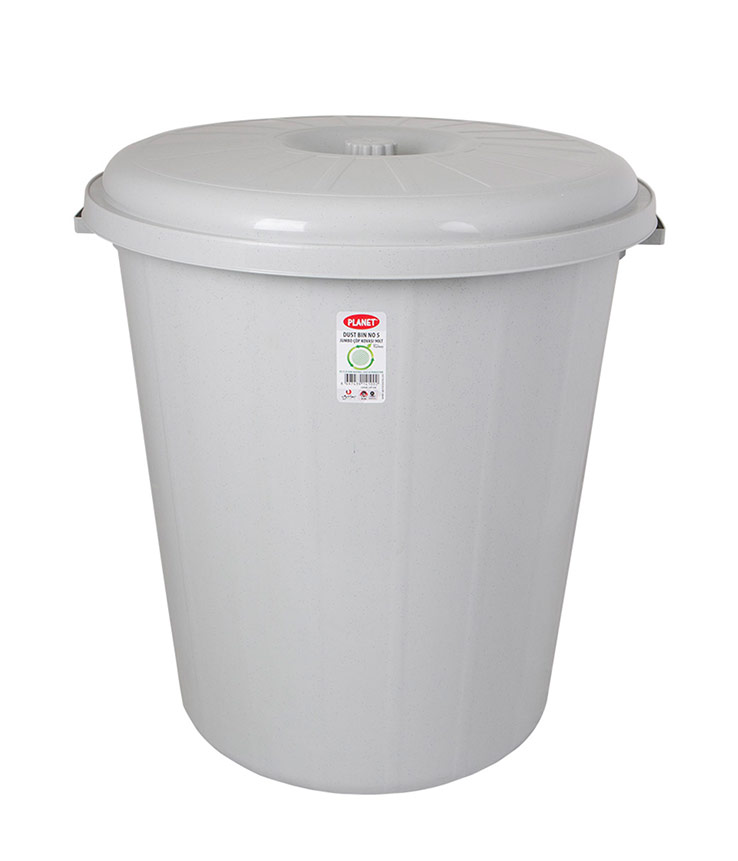 Planet Kapaklı Çöp Kovası Jumbo 90 Lt Gri