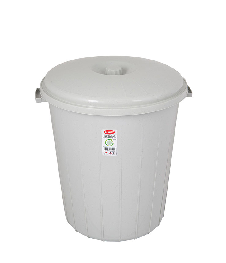 Planet Kapaklı Çöp Kovası Battal 50 Lt Gri