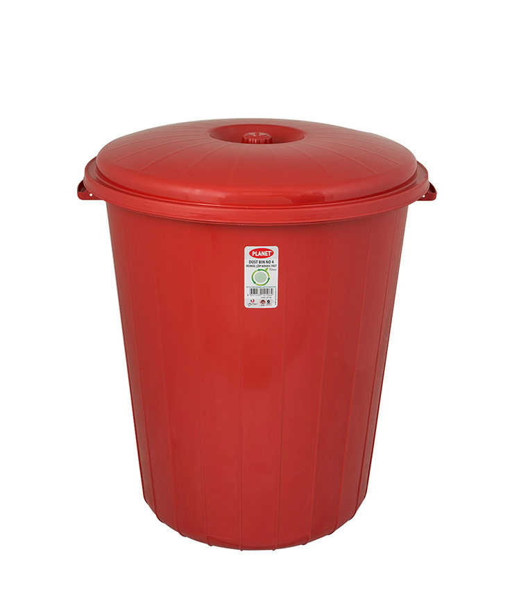 Planet Kapaklı Çöp Kovası Herkül 70 Lt Kırmızı