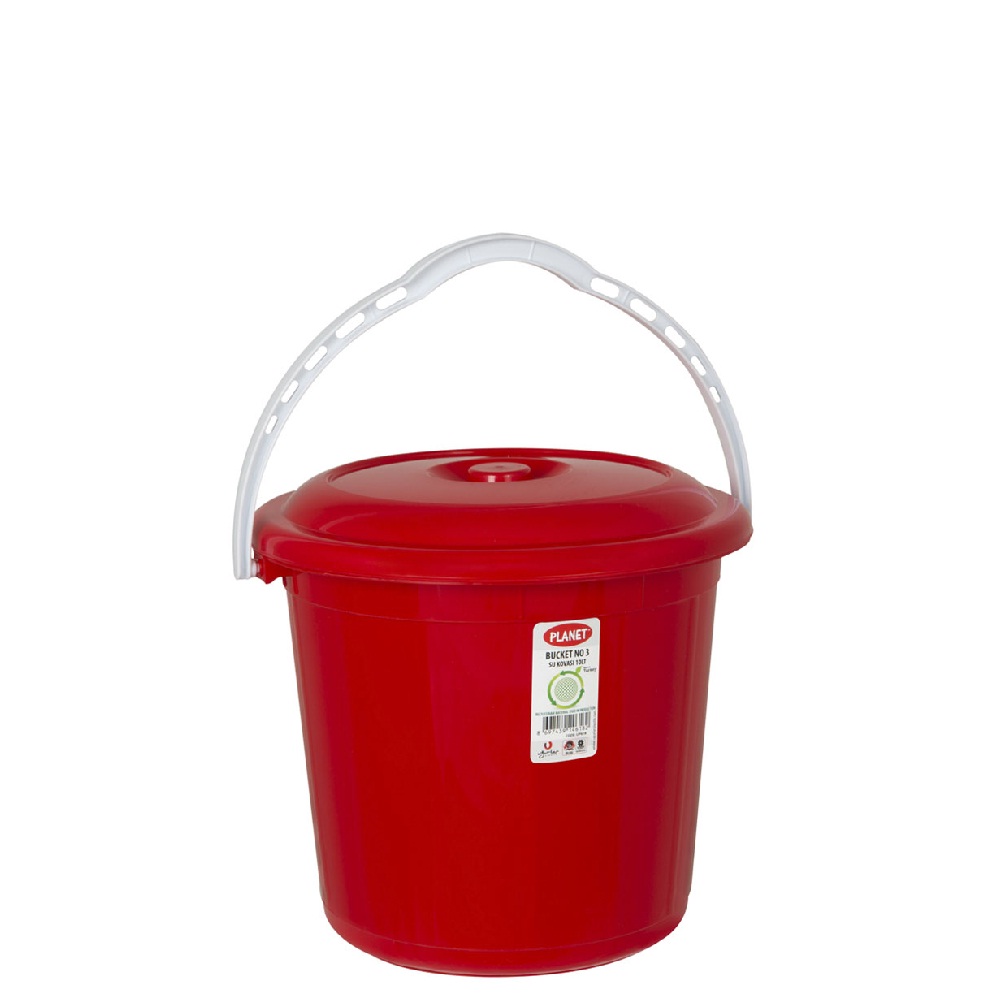 Planet Kapaklı Su Kovası No:2 Kırmızı Lüks (5 Lt)