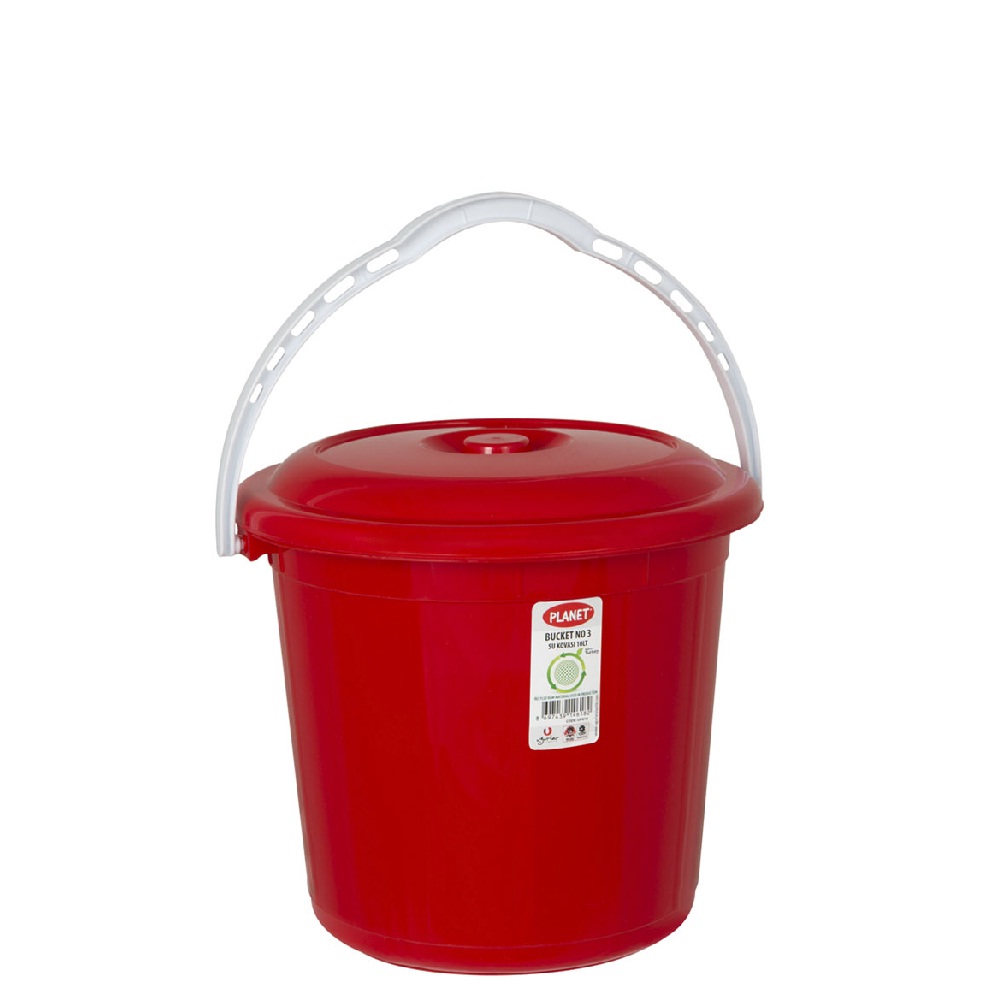 Planet Kapaklı Su Kovası No:3 Kırmızı Lüks (10 Lt)