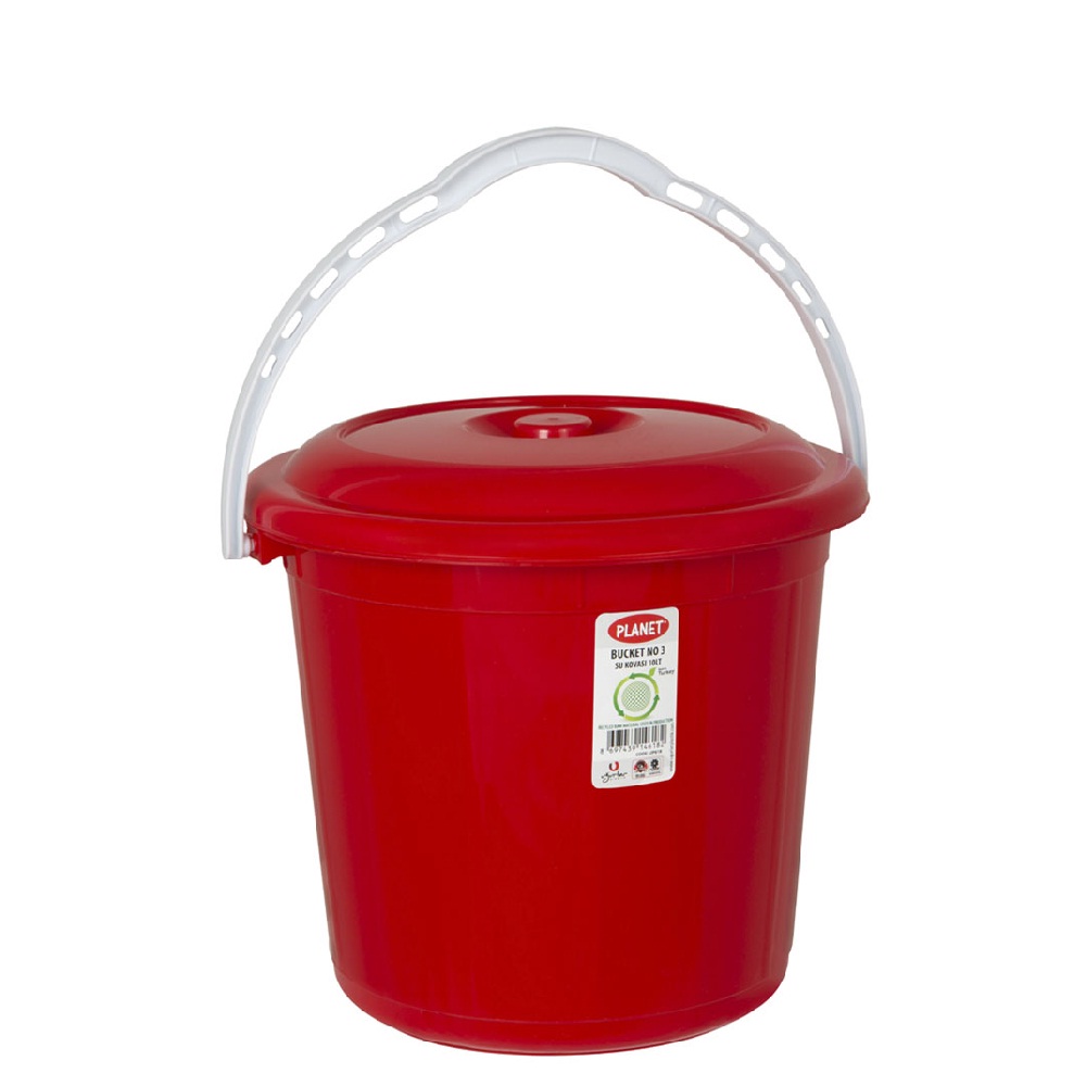 Planet Kapaklı Su Kovası No:4 Kırmızı Lüks (15 Lt)